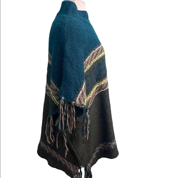 Free people labyrinth poncho army multi sz- XS - Picture 3 of 6